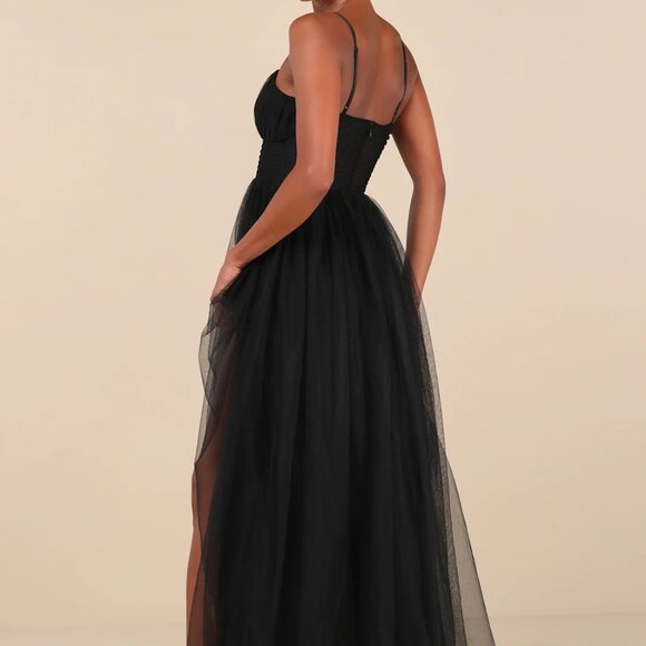Black Tulle Sleeveless Maxi Dress - Picture 2 of 6